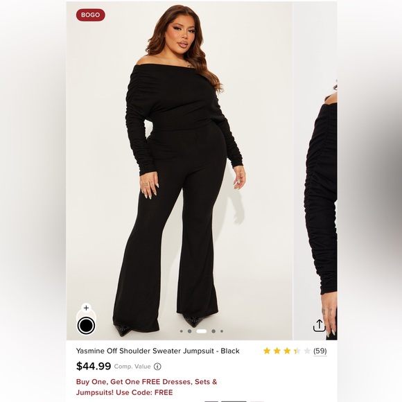 Yasmine Off Shoulder Sweater Jumpsuit - Black - Picture 7 of 7